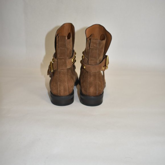 See by Chloe Neo Janis Flat Ankle Boots Brown Size 37 EU 7 US - Picture 8 of 11